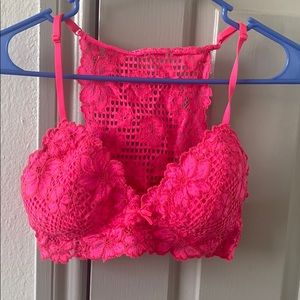 Hot Pink Floral Lace Bralette